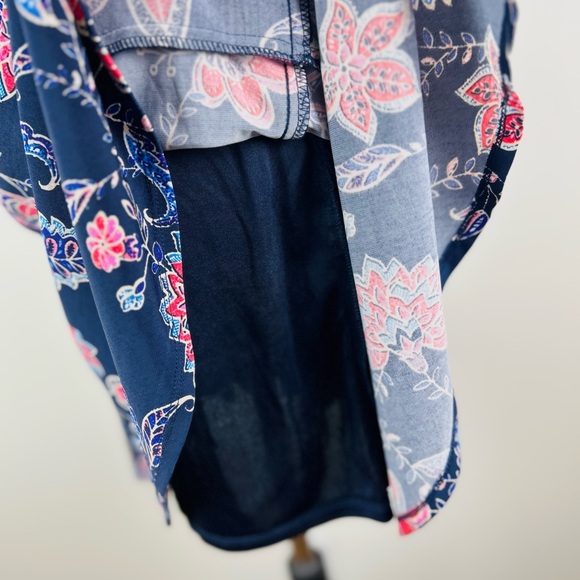 Eliza‎ J Navy Dress with Pink Floral Design - Picture 11 of 12